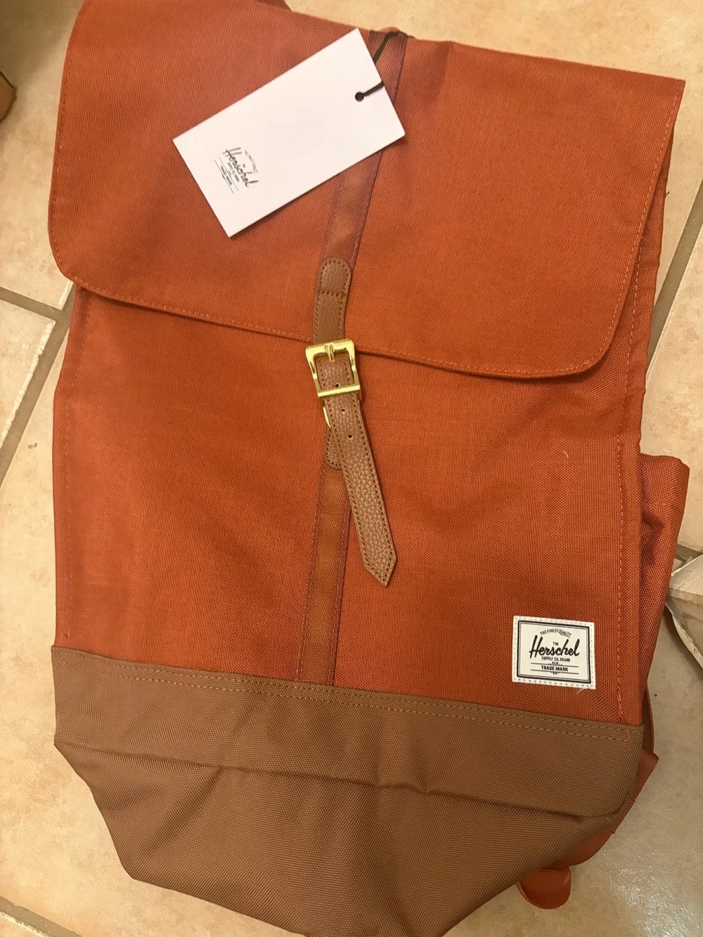 Herschel Supply Company Rust/burnt orange Canvas city Backpack with Brown Trim